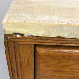 Tiger Oak & Travertine Console