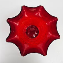 Load image into Gallery viewer, Red Ruffle Crackle Glass Bowl