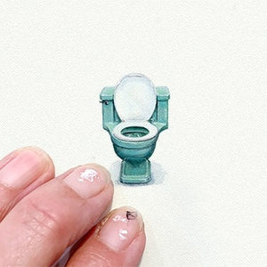 Toilet Miniature Watercolor Print