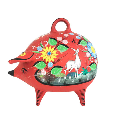 Red Pottery Piggy Bank