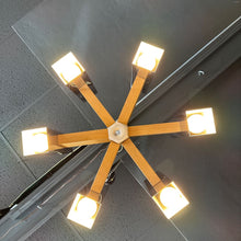 Load image into Gallery viewer, Modern Oak &amp; Chrome Chandelier