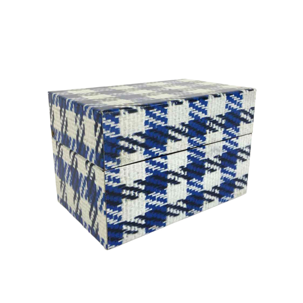 Blue Plaid Metal Box