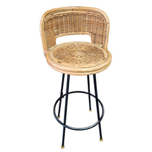 Load image into Gallery viewer, Wicker &amp; Iron Stool