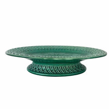 Load image into Gallery viewer, Green Majolica Basketweave Cake Stand