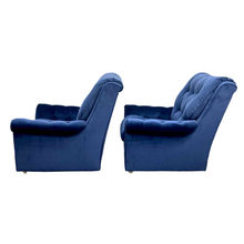 Load image into Gallery viewer, Blue Velvet Chairs &amp; Ottomans