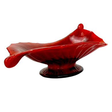 Red Glass Leaf Bowl