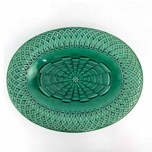 Load image into Gallery viewer, Green Majolica Basketweave Cake Stand