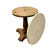Load image into Gallery viewer, Travertine Top Pedestal Table