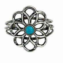 Load image into Gallery viewer, Vintage Turquiose Fower Cuff