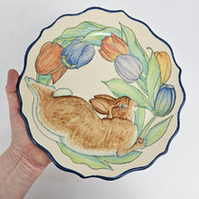 Load image into Gallery viewer, Rabbit &amp; Tulips Pottery Plate