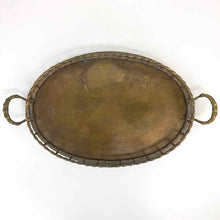 Load image into Gallery viewer, Large Brass Faux Bamboo Tray