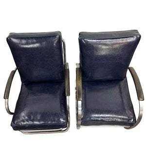 Chrome & Navy 1930s Chairs