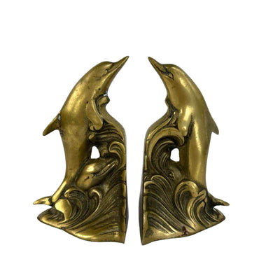 Brass Dolphin Bookends