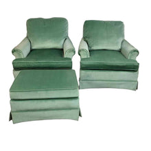 Load image into Gallery viewer, Blue Velvet Chairs &amp; Ottoman