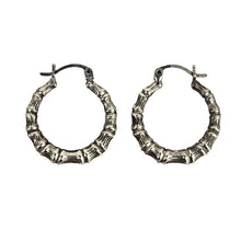 Load image into Gallery viewer, Sterling Bamboo Hoop Earrings