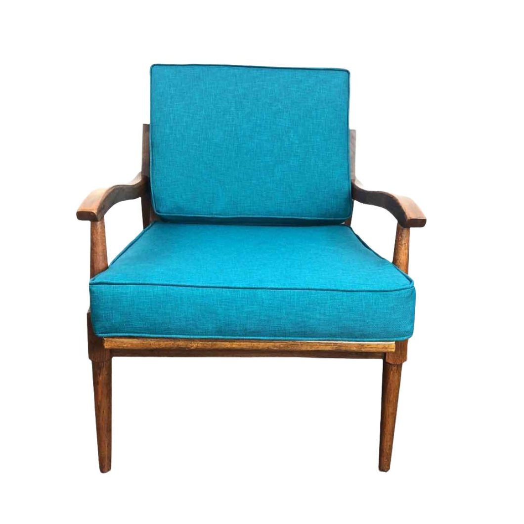 Mid-Century Teal Wooden Chair