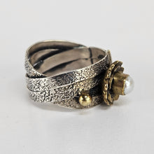 Load image into Gallery viewer, Brass &amp; Sterling Flower Ring