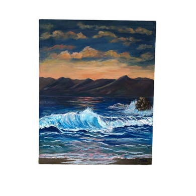 Sunset Seascape Waves Painting