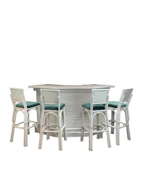 White Rattan Bar Set