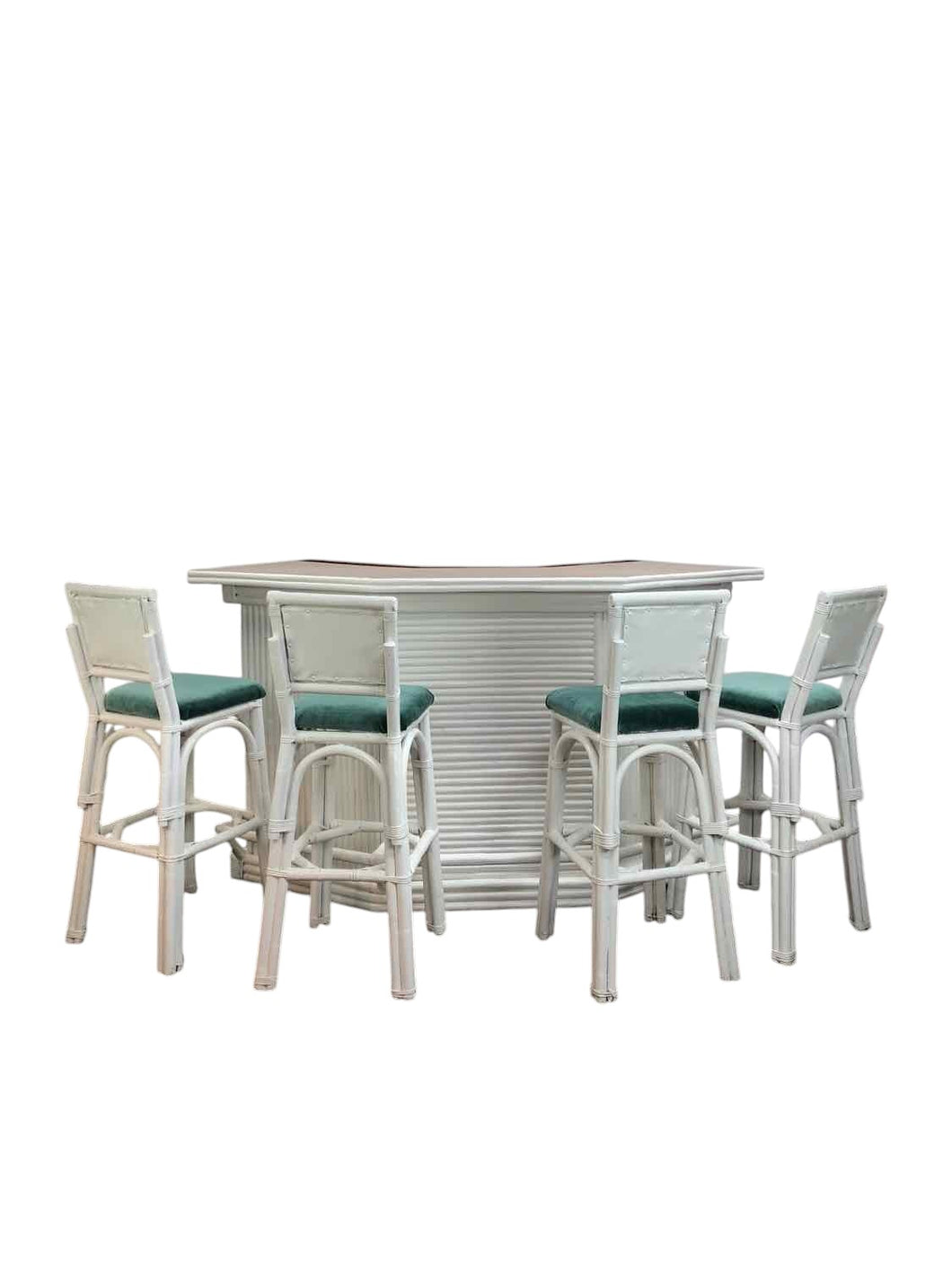 White Rattan Bar Set