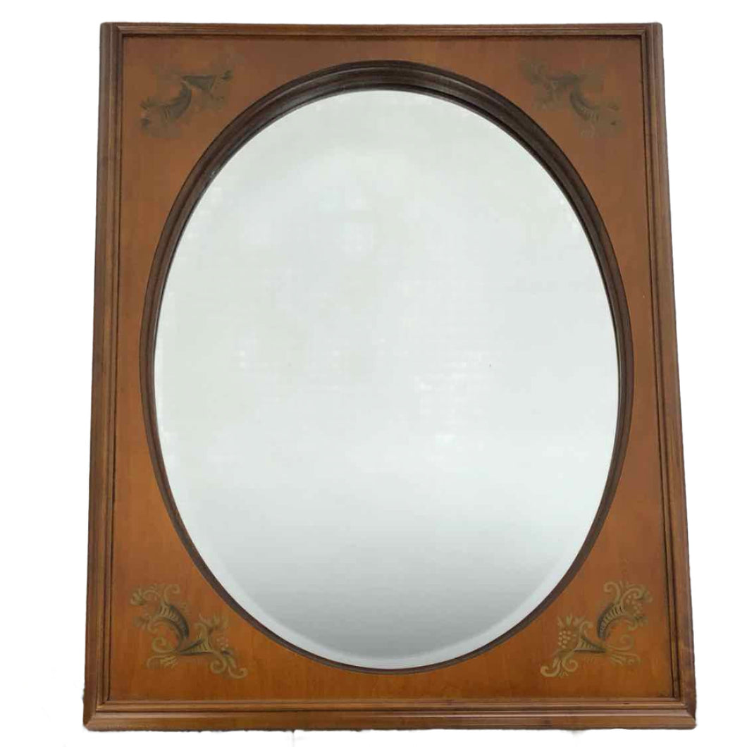 Oval Wooden Framed Mirror