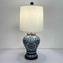 Load image into Gallery viewer, Small Blue &amp; White Pottery Lamp