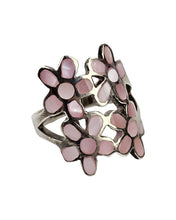 Load image into Gallery viewer, Pink Flowers Sterling Ring