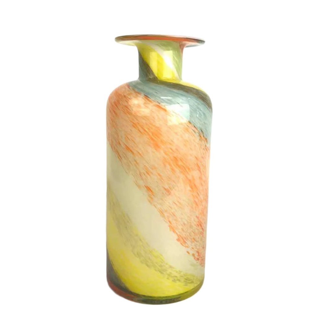 Orange Swirl Art Glass Vase