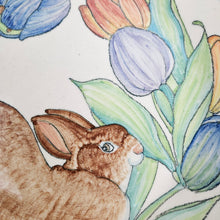Load image into Gallery viewer, Rabbit &amp; Tulips Pottery Plate
