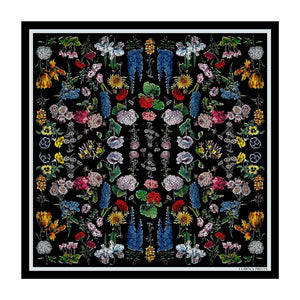 Black Floral Silk Scarf