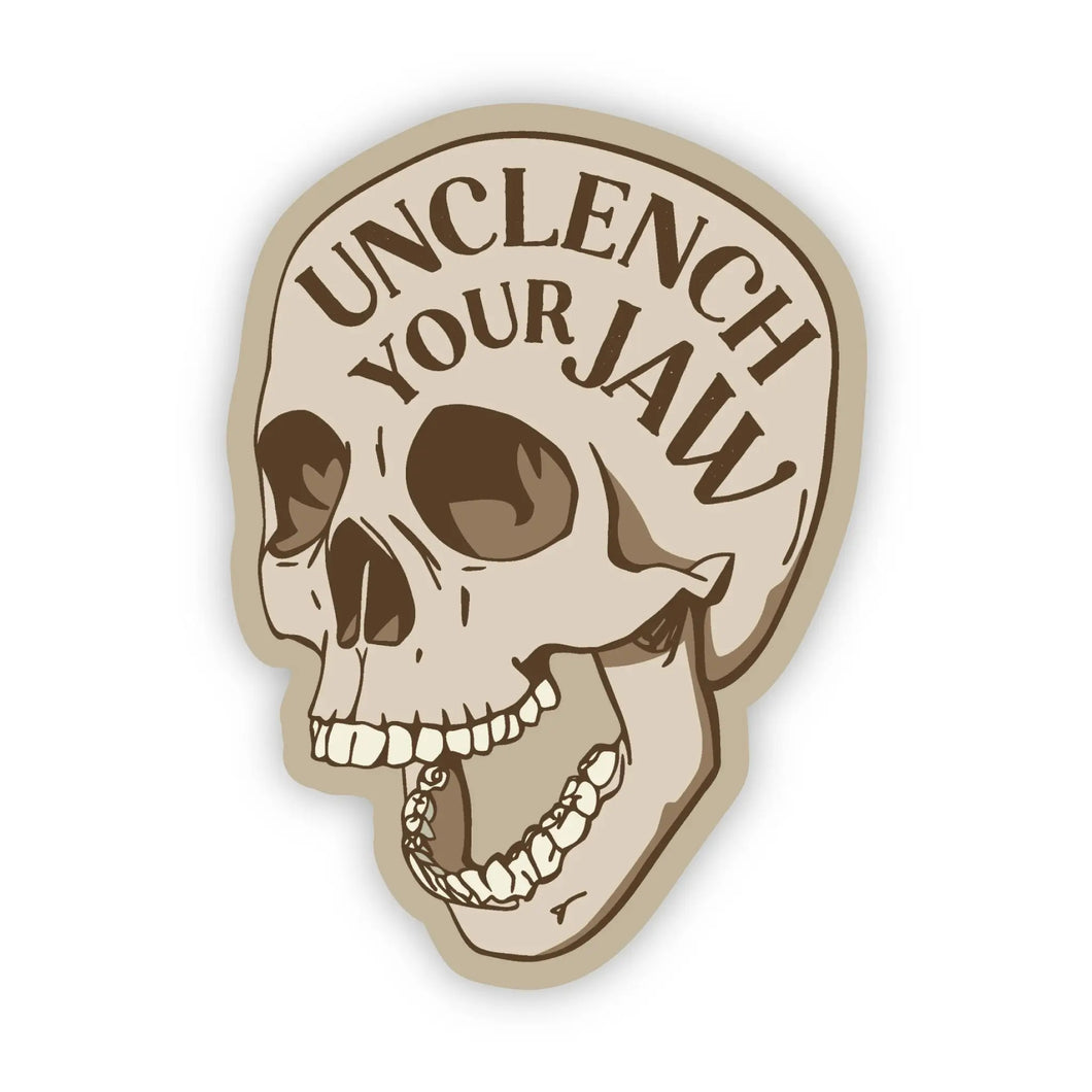 Unclench Your Jaw Skull Sticker