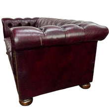 Load image into Gallery viewer, Burgundy Leather Chesterfield Sofa