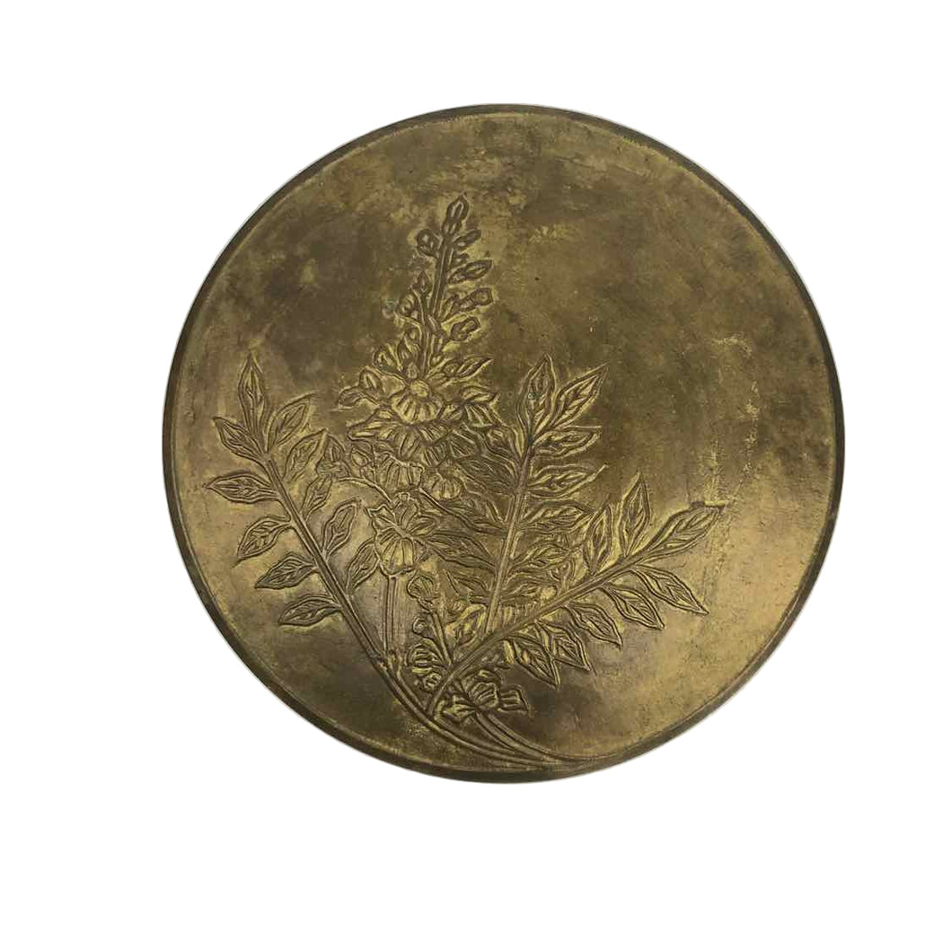 Round Brass Flowers Box