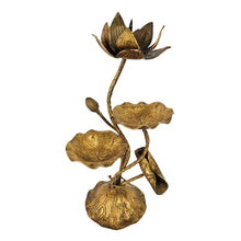 Load image into Gallery viewer, Gold Metal Lotus Candleholder