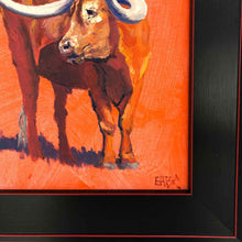 Load image into Gallery viewer, Longhorn on Red Painting