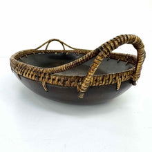 Load image into Gallery viewer, Carved Wood &amp; Wicker Bowl