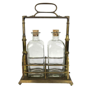 Brass Decanters Caddy Set