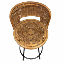 Load image into Gallery viewer, Wicker &amp; Iron Stool