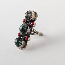 Load image into Gallery viewer, Turquoise &amp; Coral Statement Ring