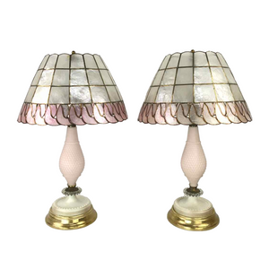 Pink Capiz Shell Glass Lamps