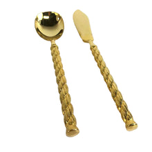 Load image into Gallery viewer, Gold Twist Spoon &amp; Knife
