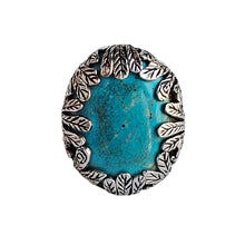 Load image into Gallery viewer, Turquoise Leaves Sterling Ring