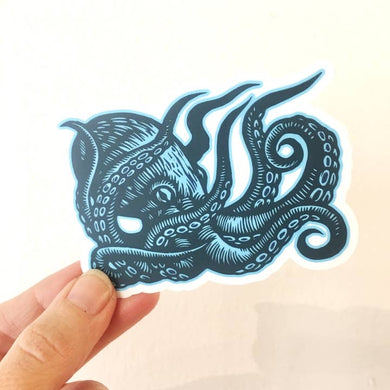 Octopus Linocut Sticker
