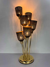 Load image into Gallery viewer, Black &amp; Gold Flowers Lamp