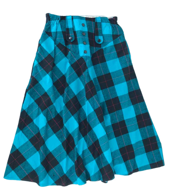 Teal & Black Plaid A-Line Skirt