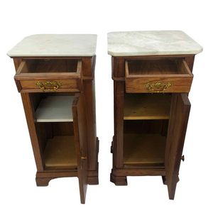 Tall Wood & Marble Nightstands