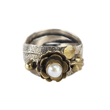Load image into Gallery viewer, Brass &amp; Sterling Flower Ring
