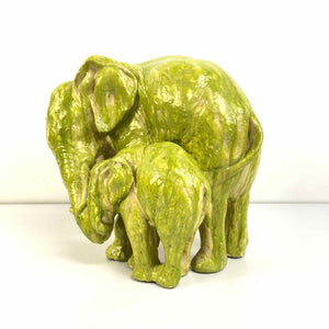 Green Plaster Elephants