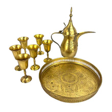 Load image into Gallery viewer, Engraved Floral Brass Tea Set