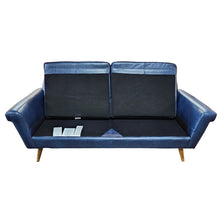 Load image into Gallery viewer, Navy Blue Leather Loveseat